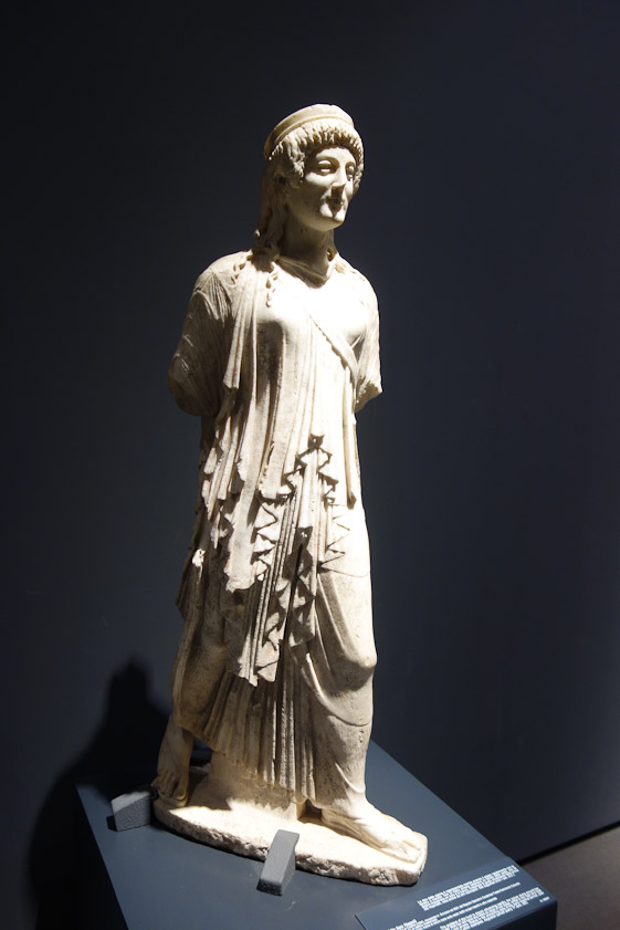 The goddess of the hunt, Artemis, in the archaizing style of the early Imperial period. Early 1c AD.