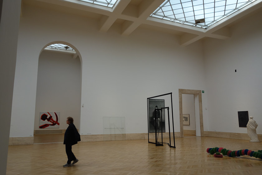 No crowding here! Both the works or art and the visitors are widely separated.
