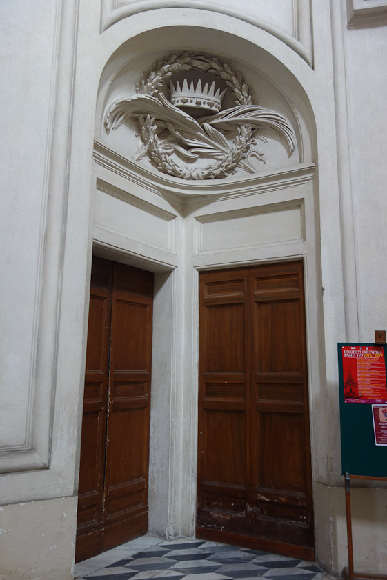 It was built 1642-1660 for the palace of the University of Rome, a.k.a. La Sapienza.