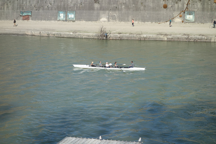 Several crews were out, including this coxed four.