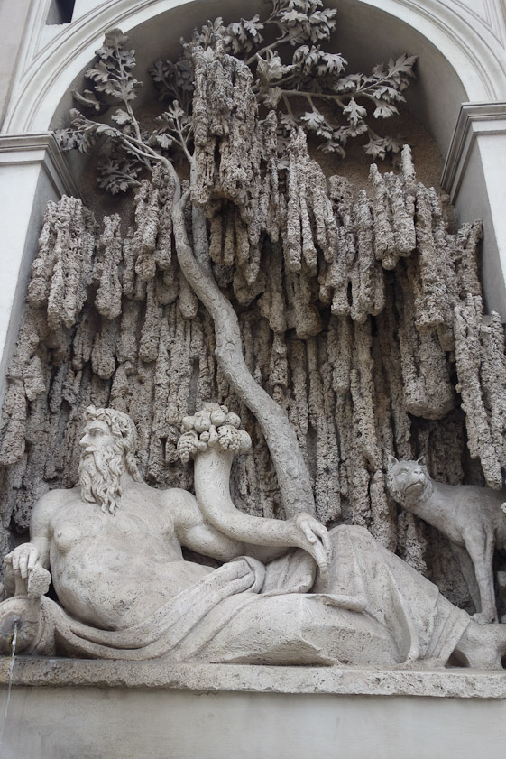 This fountain is just to the left of the entrance to the church.