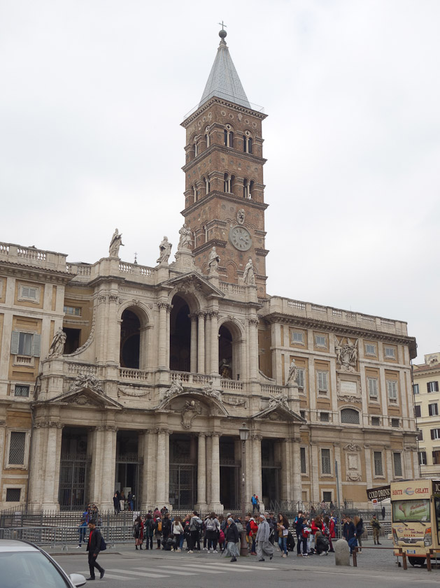 Our intended destination was Santa Praxedes, but that closed at noon, so we decided to look at this nearby church before lunch. We went in with a group of school kids, through metal detectors and past police guards.
