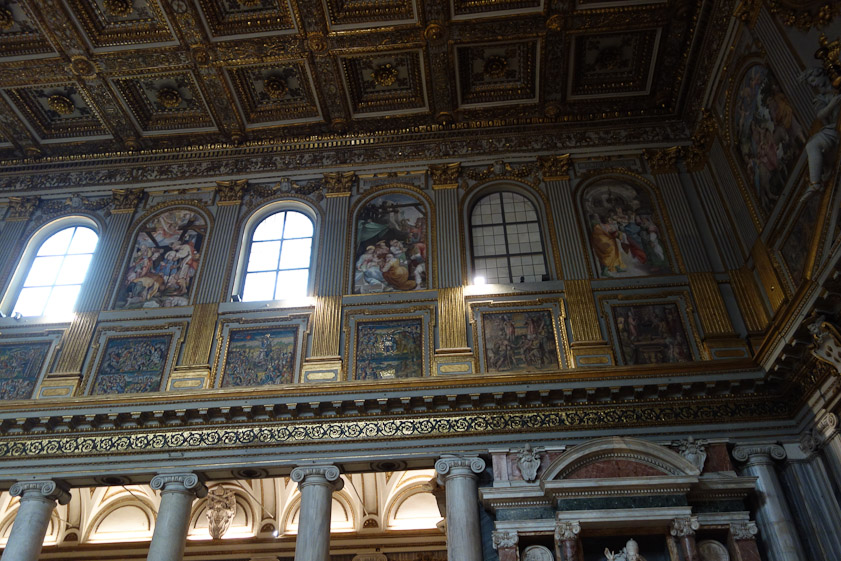 The mosaics of interest to us were unfortunamtely inaccessible high above the columns.