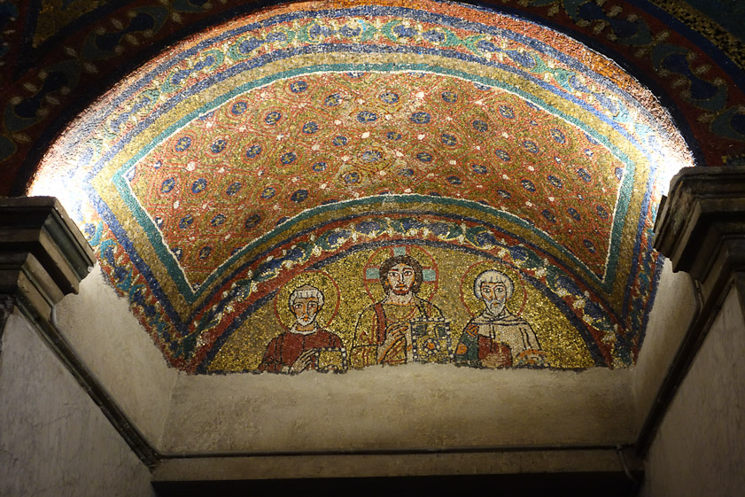 Christ is blessing what might be St. Valentine and St. Zeno.
