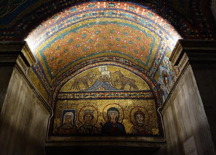 These mosaics are below the procession of the three saints.