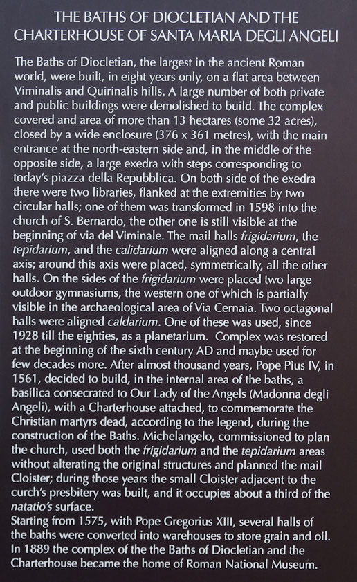 Label identifies the semicircular Pazza della Republica, two circular halls (San Bernardo and a vistige on Via Vimilale), the planetarium, the frgidarium and tepidarium.