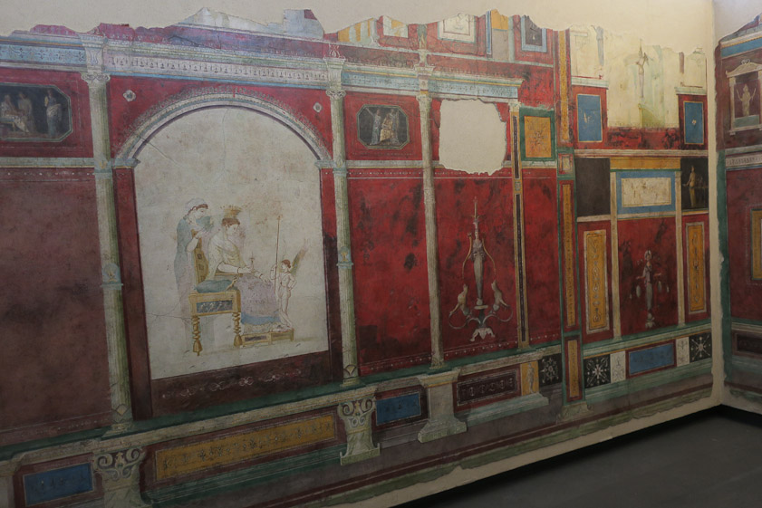 From the Villa Livia garden rescoes we ciruclated clockwise through the galleries on the  second floor of Palazzo Massimo. We came to a series of brilliantly painted rooms of the Villa Farnese, discovered in 1869.