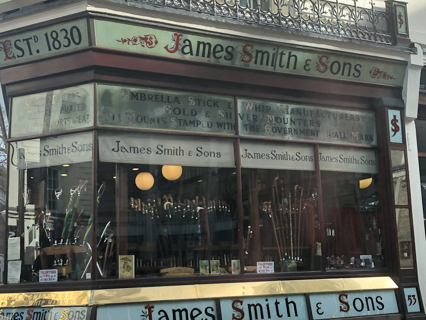Janette Durbin drove us into London from her home in Musell Hill, and I saw several picturesque buildings like this shop.