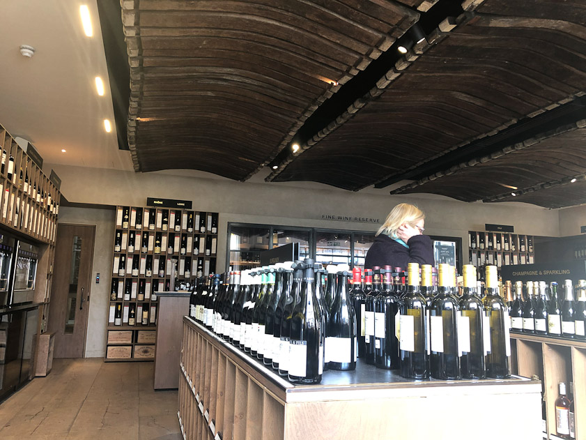 Our first destinaton: Berry Brothers & Rudd wine merchant. Barrel staves form the ceiling. You can buy tastes of better wines from the dispenser at back left.