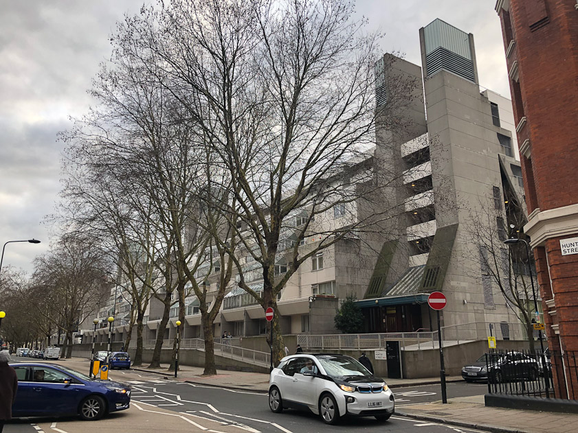 We walked from St. Pancras to the British Museum, passing this large concrete development, the Brunswick Centre.