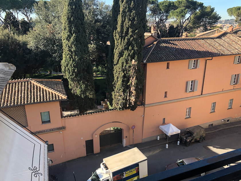 Our room overlooked the Belgian Embassy to the Vatican, which was guarded 24/7 by Italian soldiers.