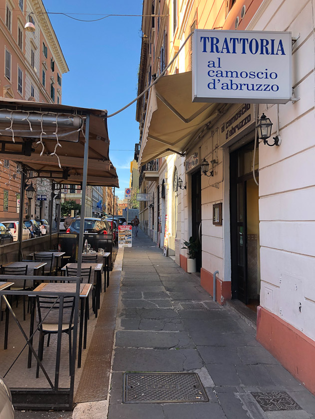 We had to walk a couple of blocks from the Baths of Diocletian to find a good restaurant. We ate a fine lunch outside here.