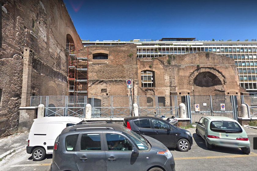Further down Via Cernaia remains of the walls of the Baths are still standing
