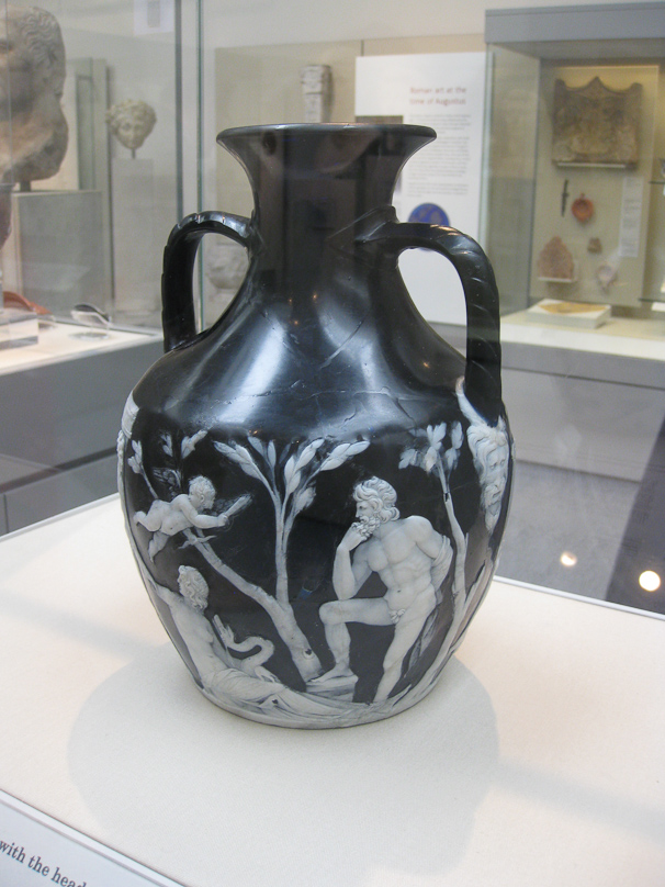 We'd read a book about the Portland Vase and visited an exhibition of Roman glass at the Getty Museum, so we wanted to see the real thing. The Vase was broken into 200+ pieces by a nutter in 1845 but glued back together. It was most recently taken apart and reassembled in 1987.
