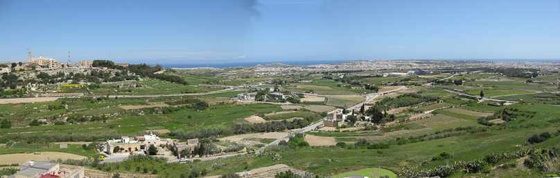 View west from the ramparts of Mdina
