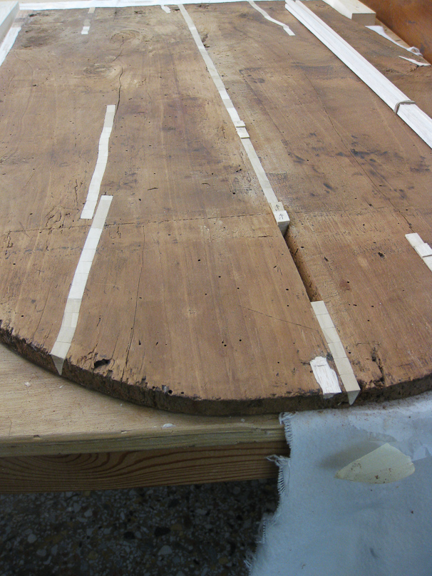 A wooden panel being conserved at Heritage Malta