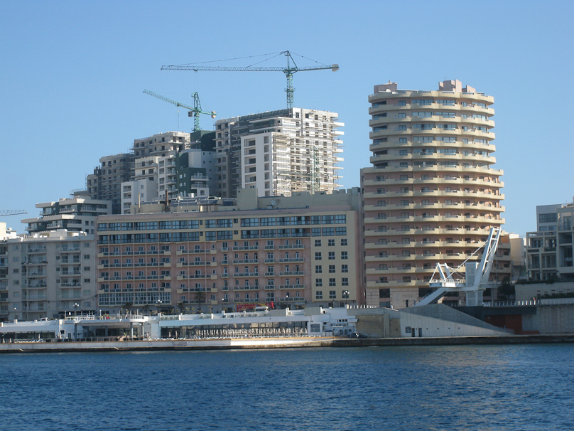 Sliema from the boat we took to tour the harbor. Not attractive and not historic, but efficient for piling up tourists.