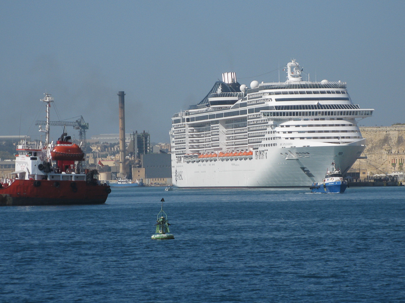 This huge cruise ship was moored near the boundary between Valletta and Floriana. It's from the company that operated the Costa Concordia, which ran aground in Italy in January 2012.