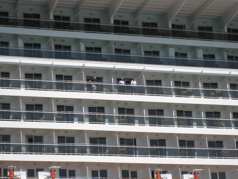 A closeup of the cruise ship as we motored past.