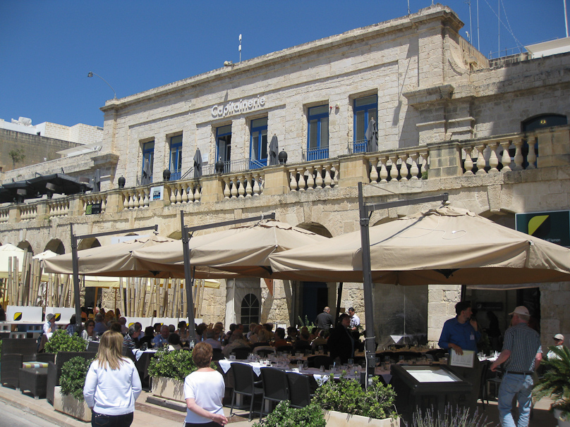 Coming back down from Fort St. Angelo we ate lunch here in the former Treasury Building on the waterfront of Birgu.