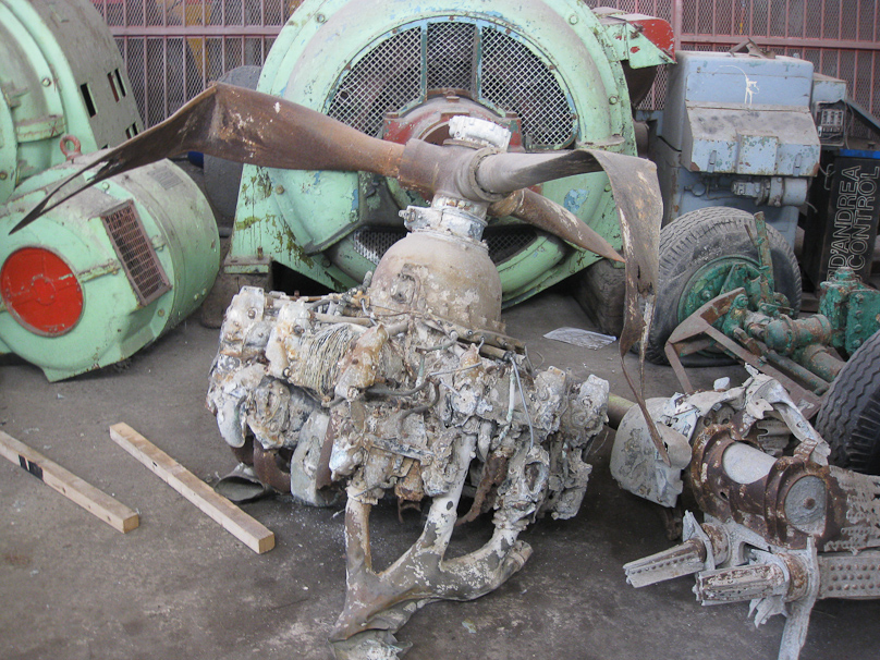 An aircraft engine and propellor, probably from WW II.