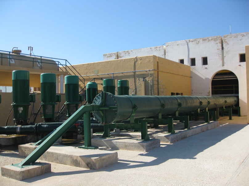 More than half of the drinking water on Malta comes from reverse osmosis plants, such as this one at Pembroke. I gather is this the inlet from several sea water wells near the shore.