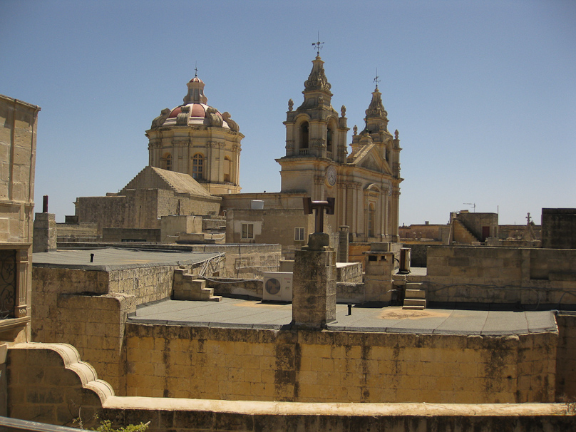 From the rooftop cafe at Palazzo Falson we had this view of the Cathedral.