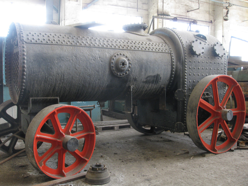 A portable boiler to supply moored ships with steam.