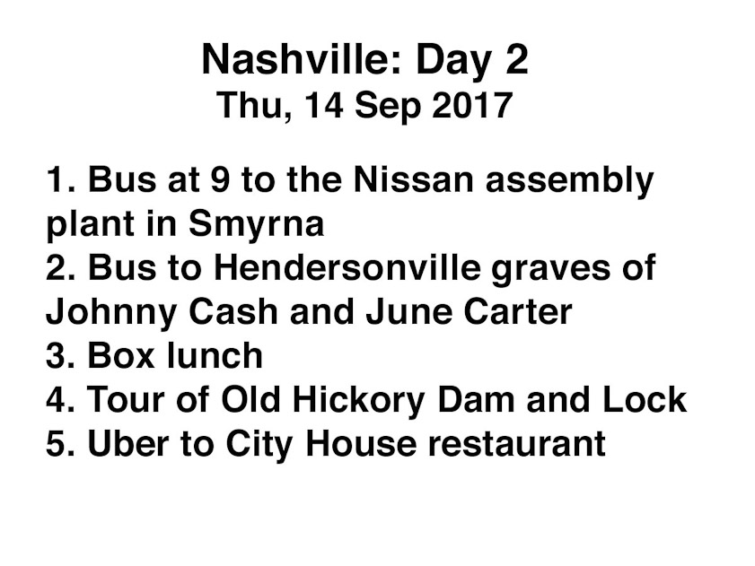 Thursday was the first day of the SIA tour. No photos were allowed in the Nissan tour. My photos start with the Old Hickory Dam and Lock.