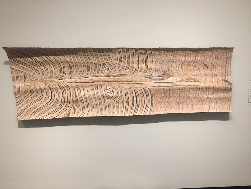 A bark painting by Narritjin Maymuru, 