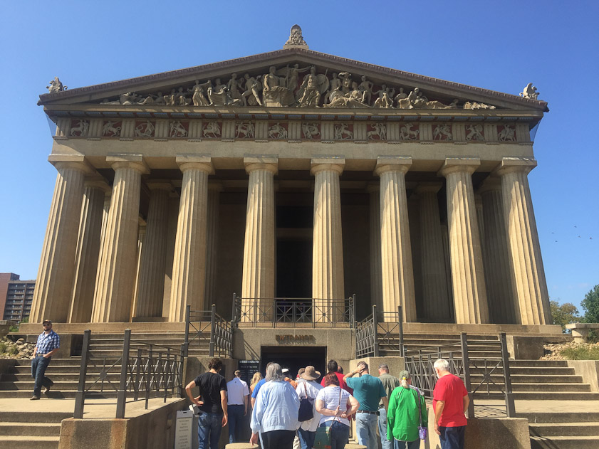 A full scale replica of the Parthenon in Athens was built in Nashville for the Tennessee Centenial Exposition in 1897.