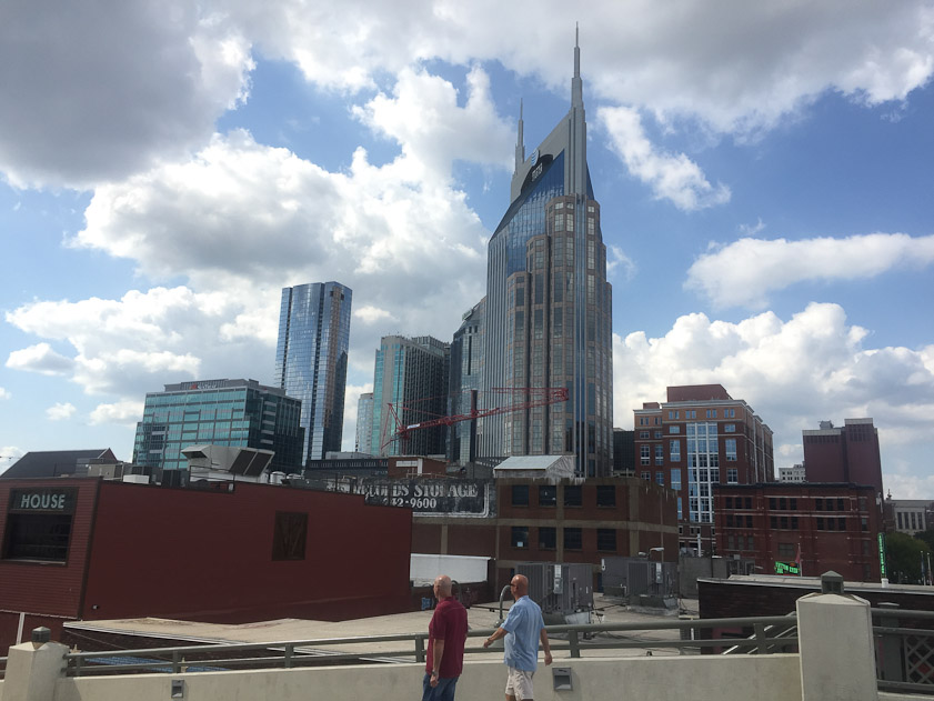 Downtown Nashville seen from the Shelby Street Bridge.
