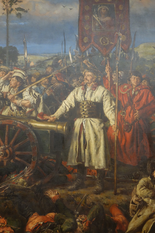 This detail shows the peasant who gained fame by putting his cap over the touch hole of a Russian cannon to prevent it being fired.