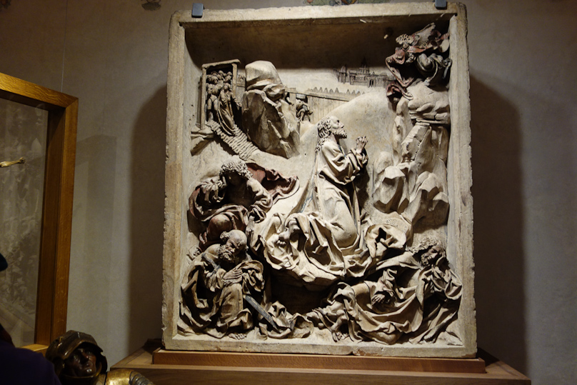 The Bishop Erazma Ciolka Palace has been converted to a branch of the National Museum in Krakow that displays religious art of the 12-18c. This piece was carved by Veit Stoss in 1483, and shows the Agony in the Garden.