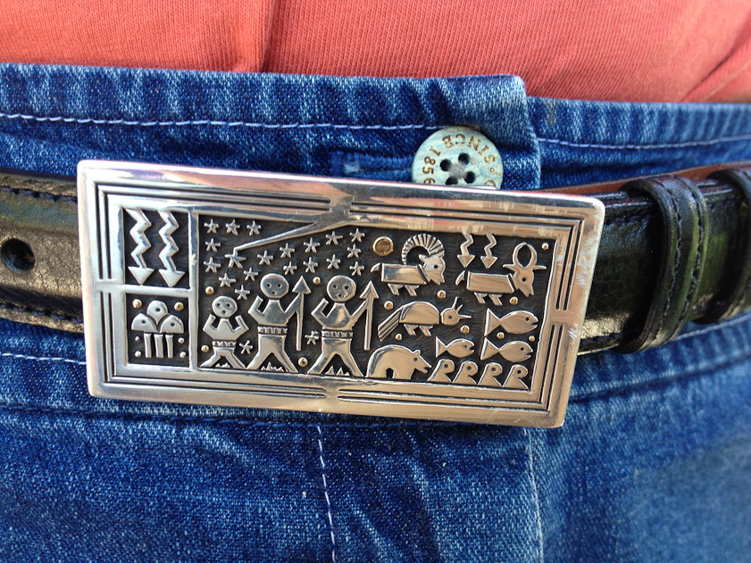 This is Mariana's birthday present, made by a Navajo silversmith and bought at Bahti Indian Arts.