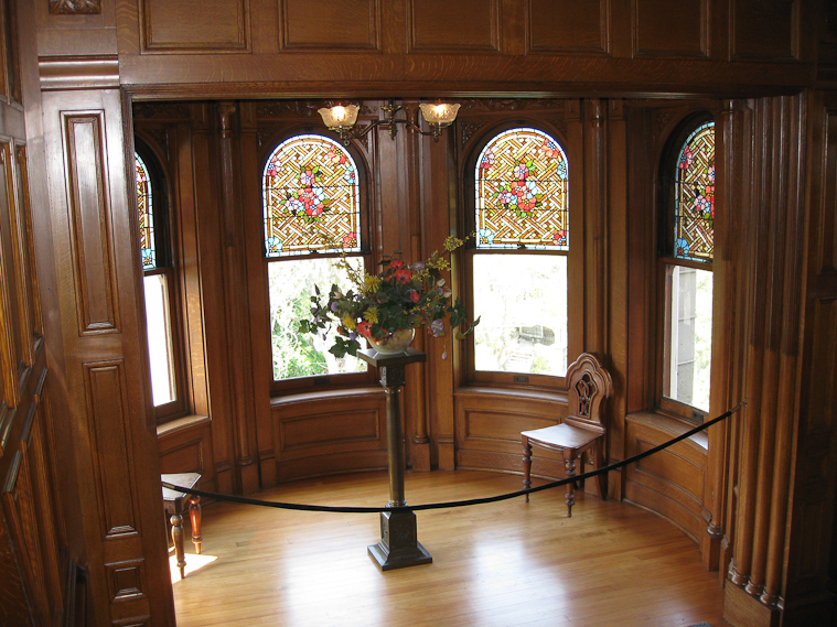 Craigdarroch Castle has a lot of wooden panelling, including this alcove next to the four-story staircase.