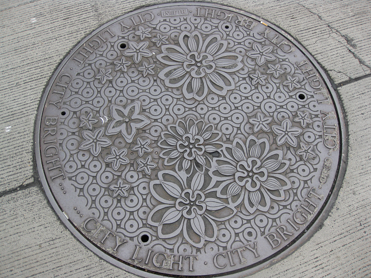 Manhole cover in Seattle.