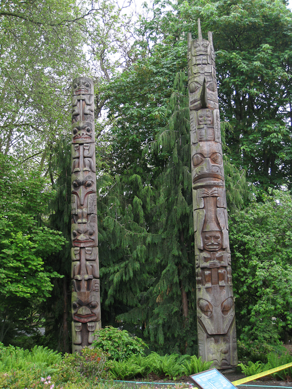 Totem poles at the Burke Museum of Washington University in Seattle.