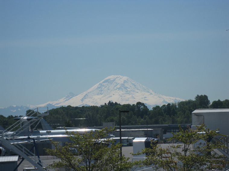Mount Ranier, to the south. This was taken from the control tower at the Museum of Flight, at Boeing Field.
