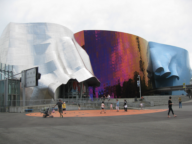Frank Gehry building for Experience Music, a museum near the Space Needle in Seattle.