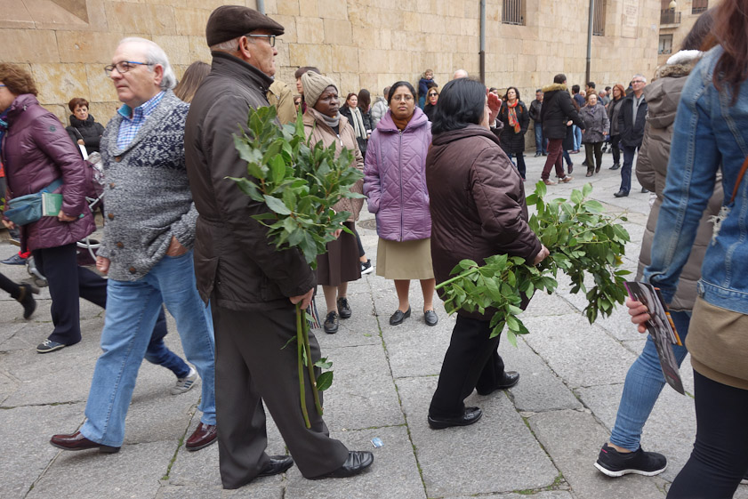 People waiting in front of the Cathedral for the procession to begin.