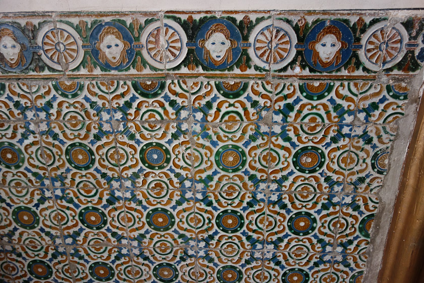 Tiles on the wall of the Queen's Boudoir (13 on the plan)