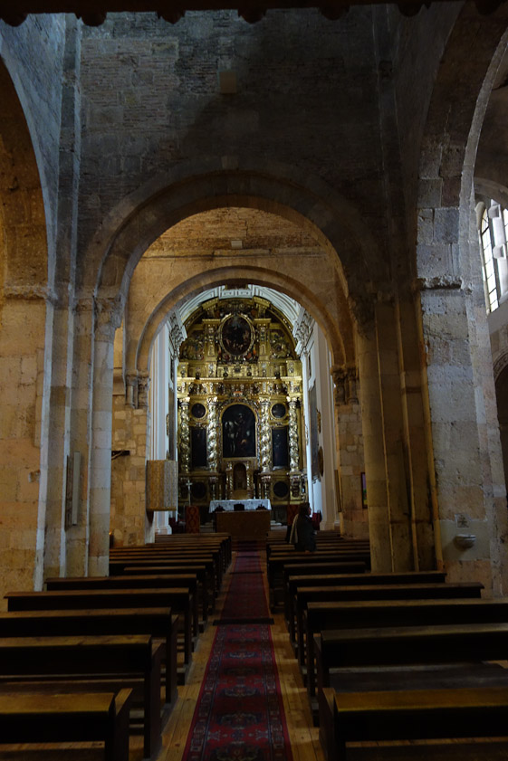 The interior of San Martin. This part is satisfyingly Romanesque, but much of the church has later, neo-classical decoration.