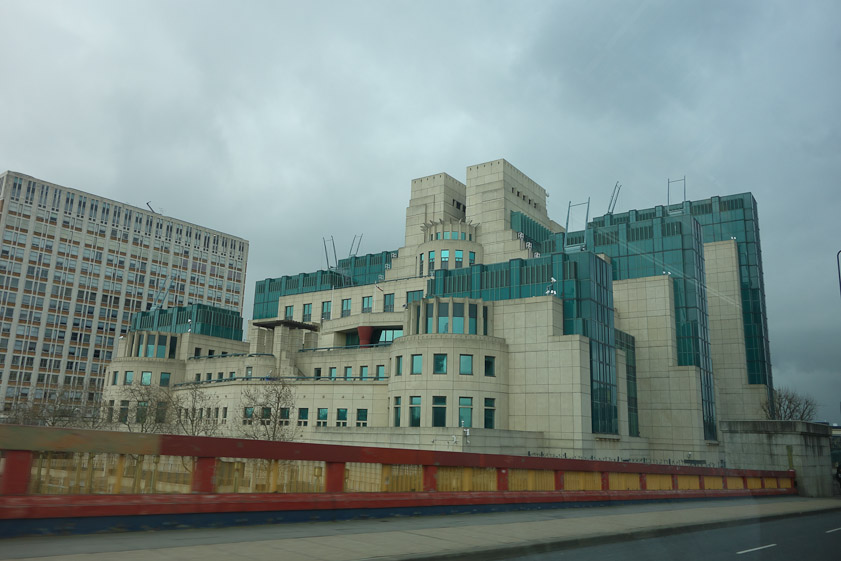 On the left we passed the headquarters of MI6, the British Secret Intelligence Service.