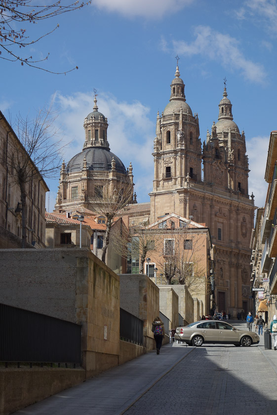 View of La Clerica from Rua Palominos after lunch at La Hoja on our first day in Salamanca.