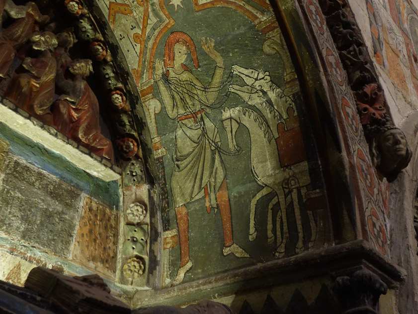 Gothic fresco over the tomb on the far left in the previous photo..