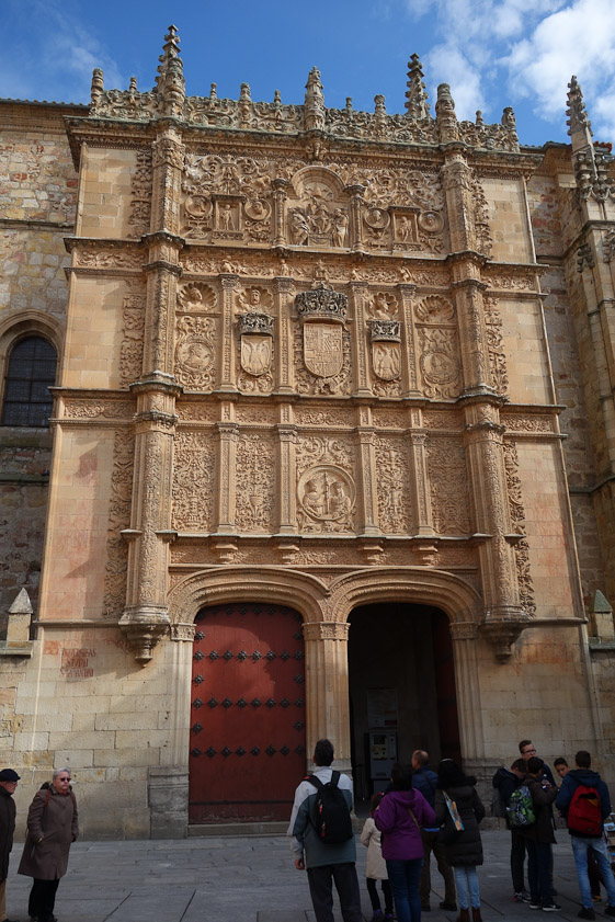 Plateresque facade of the Colleges of the University of Salamanca dating from the 1620s (Renaissance).