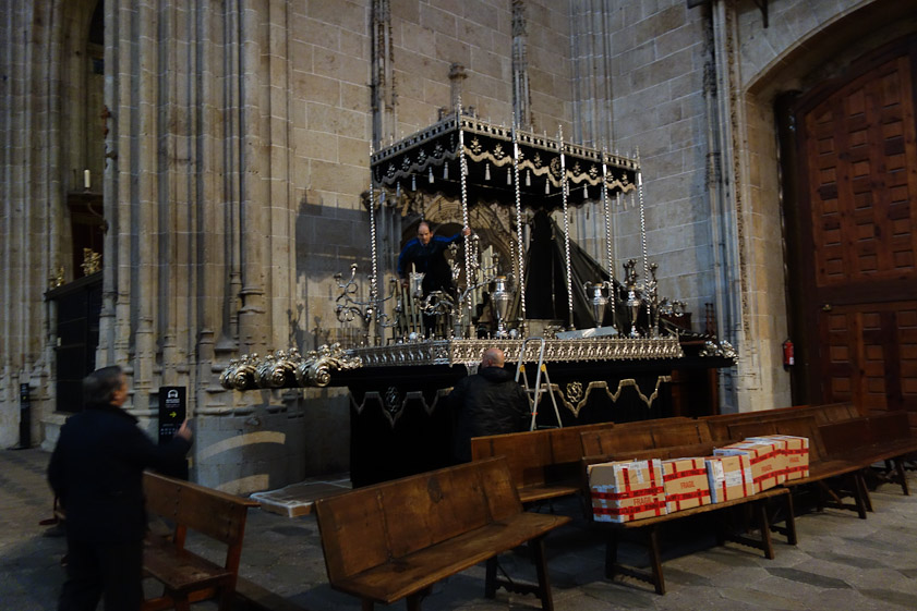 A float for Holy Week processions being prepared in the New Cathedral.