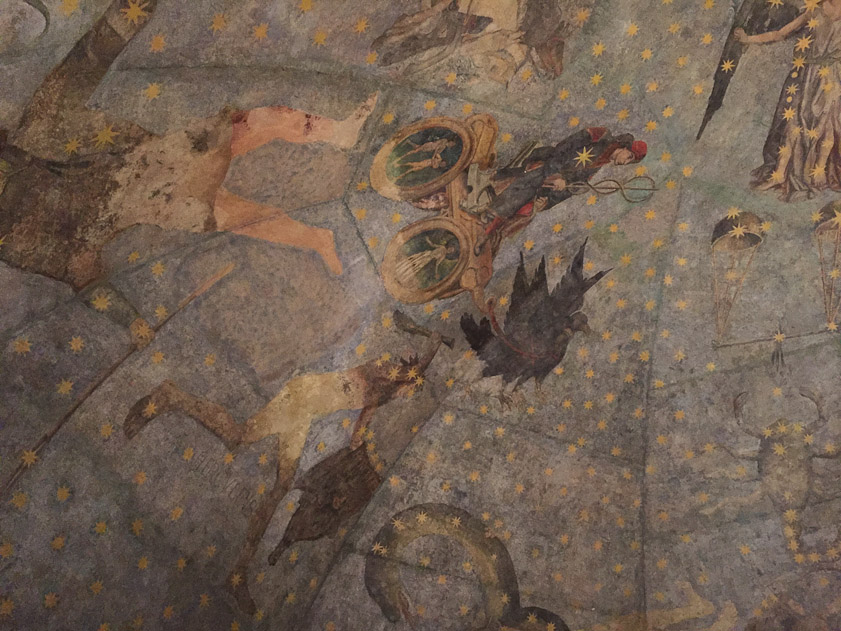 I would say the paiting reflects the interest of the medieval faculty of the university in classical learning and natural science, rather than Christian dogma.