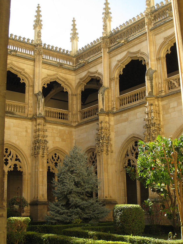 The monastery of San Juan de los Reyes was founded by Isabella and Ferdinand in 1476, to commemorate a battle that ended a challenge to their reign.  It is in Florid Gothic style.